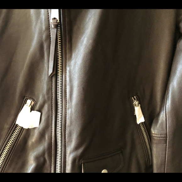 All Saints Brown Leather Biker Jacket - NWT - XS - Picture 3 of 13